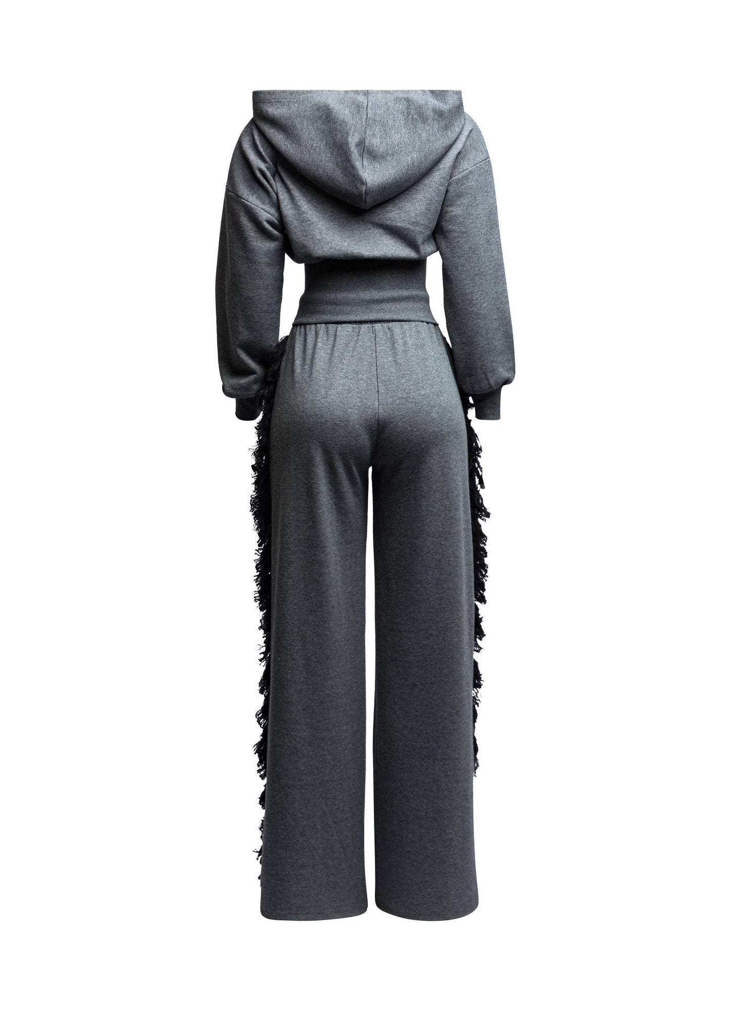 “Serenique” Curvy Size Hoodie jacket and side tassel pants set