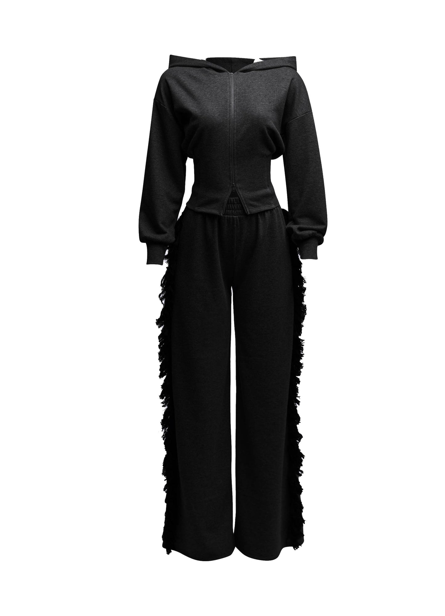 “Serenique” Hoodie jacket and side tassel pants set