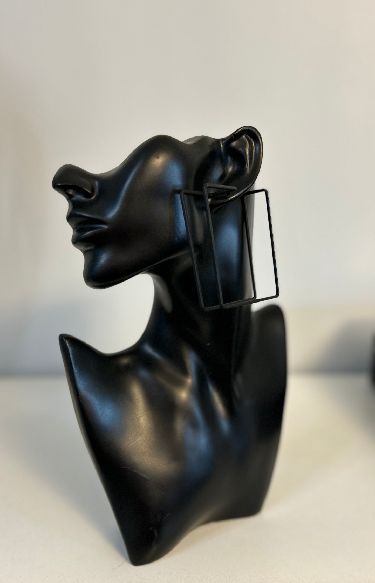“Two Squares” Black drop earrings
