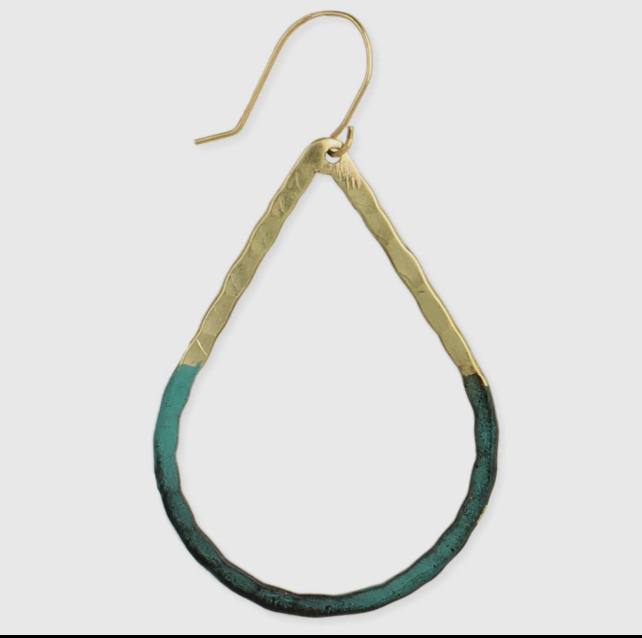 “Glamour” Gold and Green Dipped Teardrop Earrings