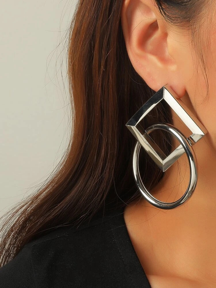 “Geo-Storm” Chain-Dropped Earrings