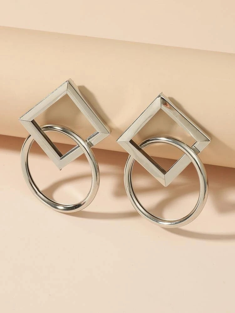 “Geo-Storm” Chain-Dropped Earrings
