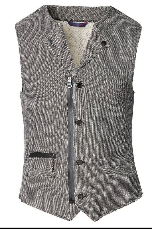 “GQ” Collared Zip Button Vest