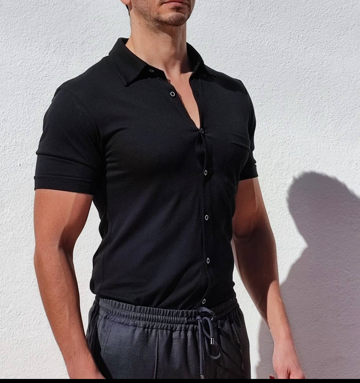 “Lucky” Linen Blend Muscle Fit Shirt