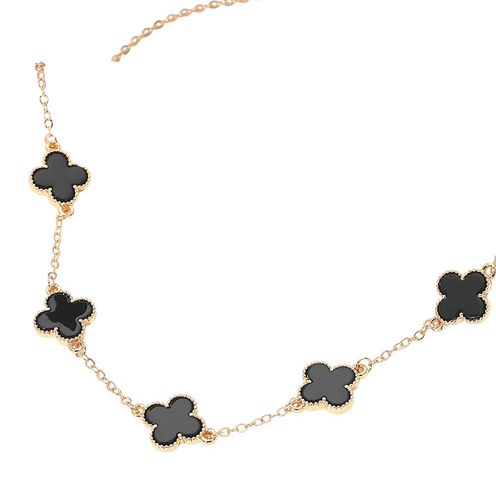 Gold Dipped Quatrefoil Link Chain Necklace
