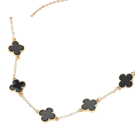 Gold Dipped Quatrefoil Link Chain Necklace