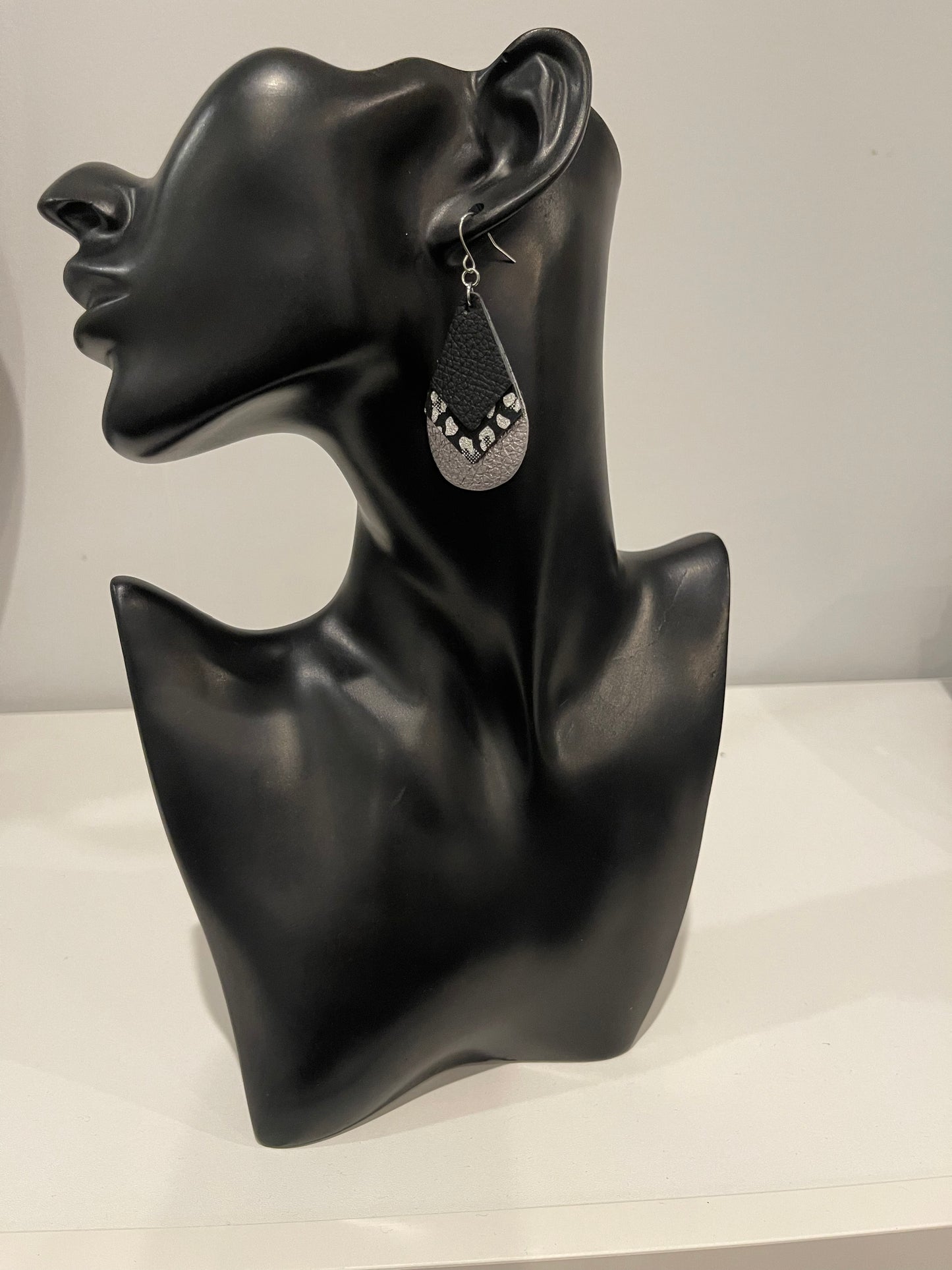 “Black Leopard” Teardrop Earrings
